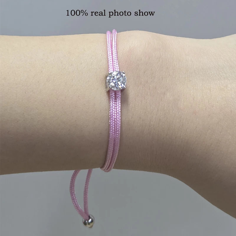 Elegant Adjustable Moissanite Charm Bracelet for Women and Men - Sparkling Classic Design in 925 Sterling Silver