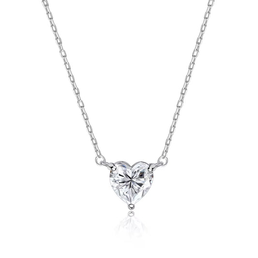 Stunning Heart Cut Moissanite Necklace for Women - Certified 1CT to 3CT in 18K Gold Plated Sterling Silver