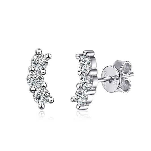 Stunning Rhodium Plated 0.6CTTW Moissanite Stud Earrings - Exquisite 925 Sterling Silver Jewelry for Weddings & Birthdays